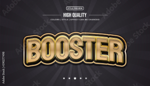 3d embossed text effect with gaming style in black and gold concept and curved effect