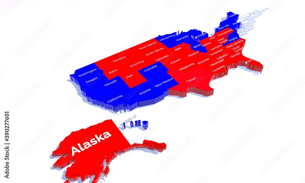 ภาพประกอบสต็อก USA map showing potential Election victory map for the