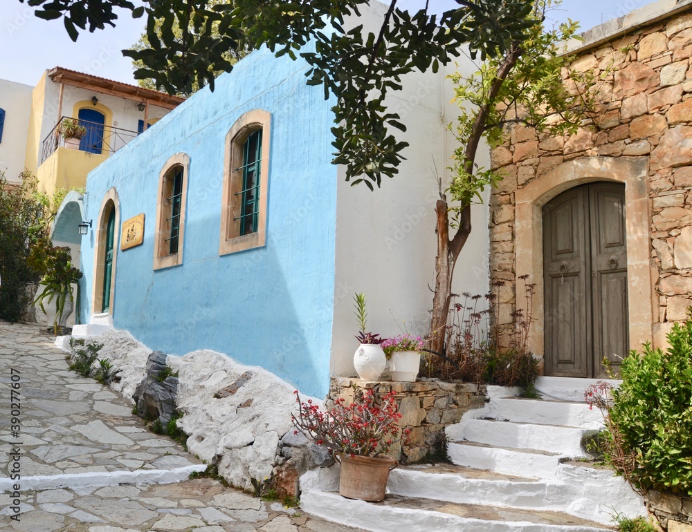 Naklejka premium A street in a Cretan traditional village, Crete Greece