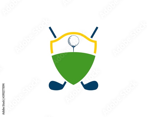 Protection shield with stick and golf ball inside