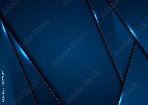 Dark blue corporate abstract material background with glowing lights. Vector design