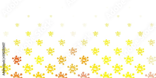 Light yellow vector background with covid-19 symbols.