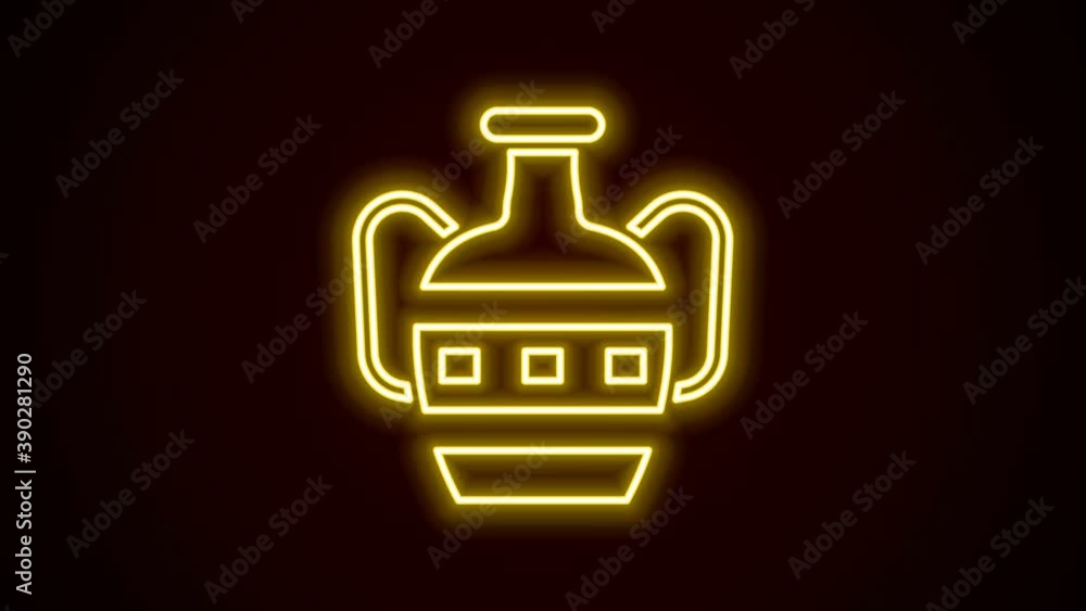 Glowing neon line Ancient amphorae icon isolated on black background. 4K Video motion graphic animation Glowing neon line Ancient amphorae icon isolated on black background. 4K Video motion graphic animation