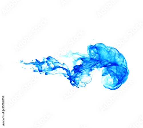 Blue flame fire isolated on white background