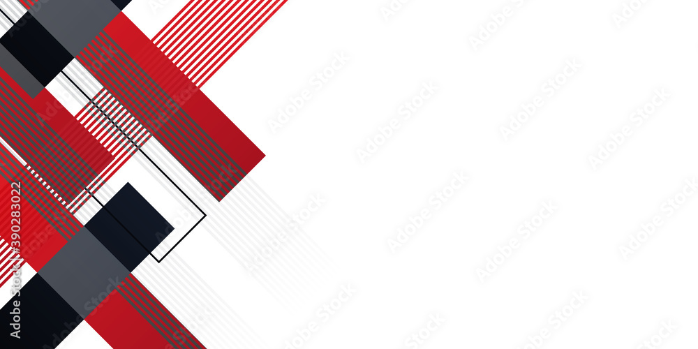 Naklejka premium Black white red abstract geometric presentation background