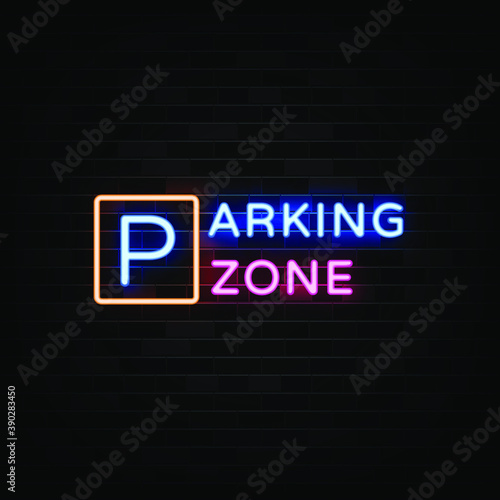 Parking Zone neon signs vector. Design template neon sign