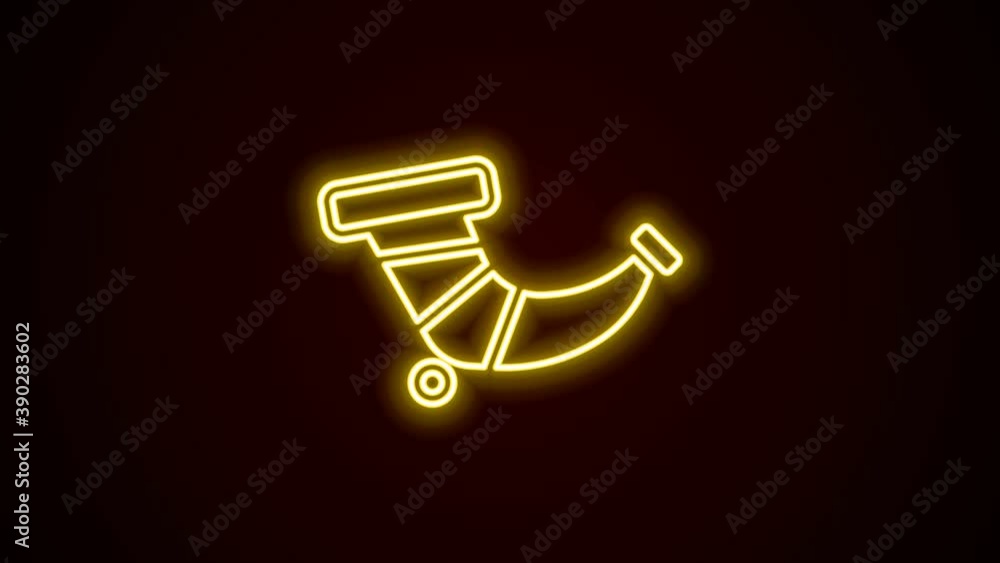 Glowing neon line Hunting horn icon isolated on black background. 4K Video motion graphic animation Glowing neon line Hunting horn icon isolated on black background. 4K Video motion graphic animation