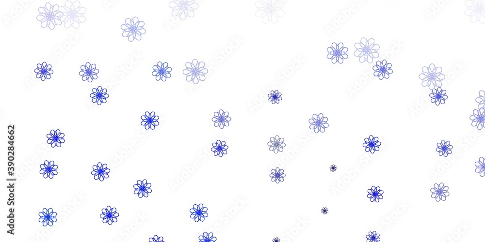 Light BLUE vector doodle texture with flowers. Light BLUE vector doodle texture with flowers.