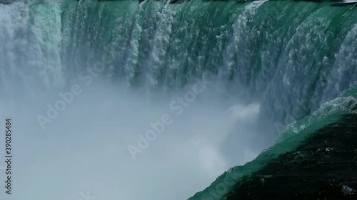 Intense flow of the water coming down Niagra Falls Ontario photo