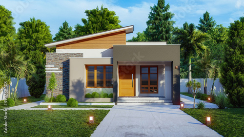 3D DIGITAL ILLUSTRATION OF A HOUSE ELEVATION