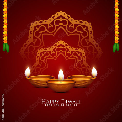 Happy Diwali religious festival red background