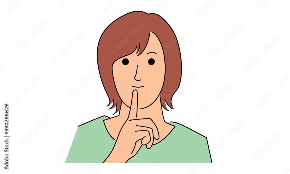 Less talk, more action, woman making silence gesture with finger on lips Less talk, more action, woman making silence gesture with finger on lips