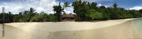 Lodge on white sand