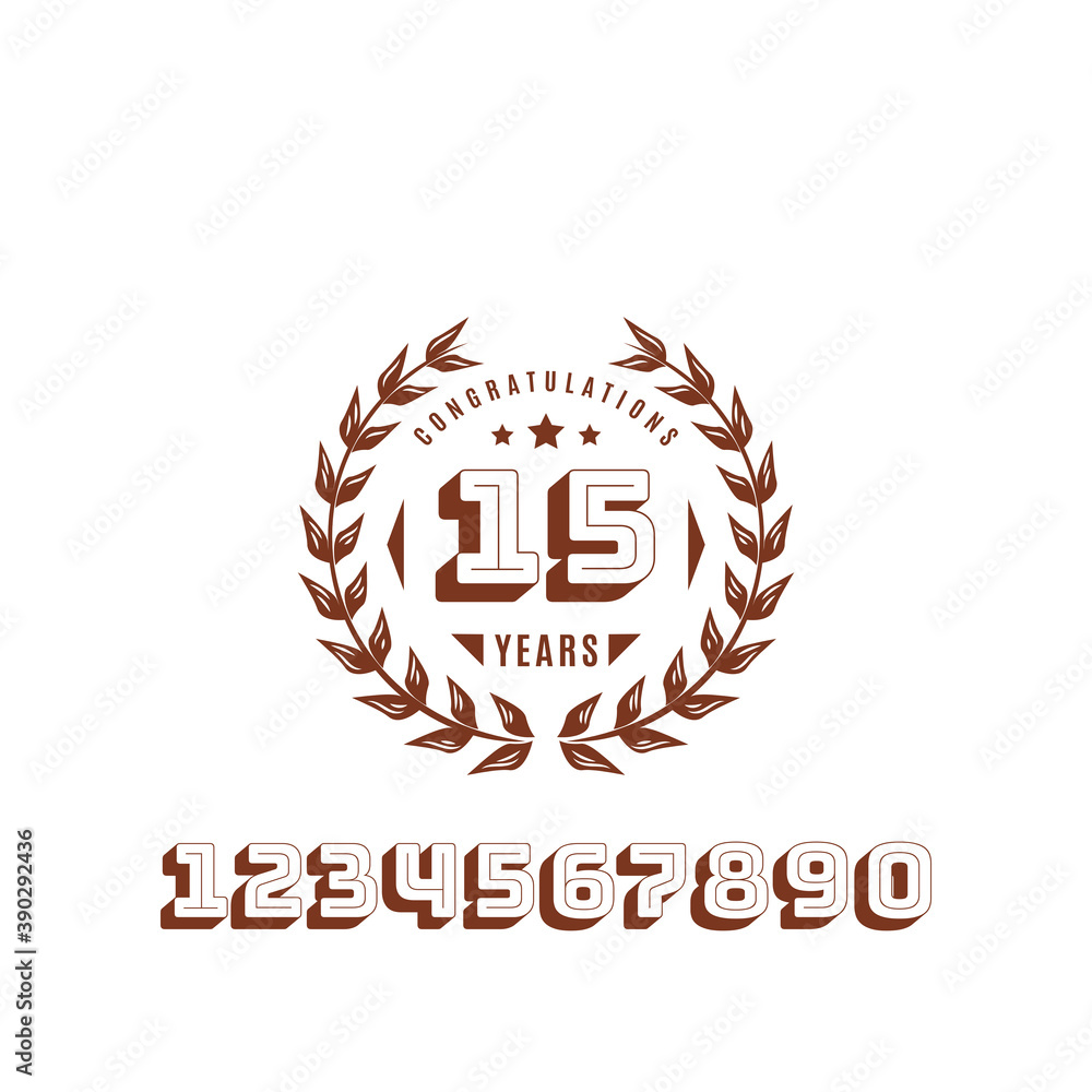 15 years anniversary logo template. Vector and illustration 15 years anniversary logo template. Vector and illustration