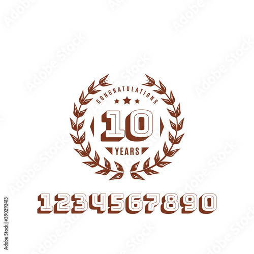 10 years anniversary logo template. Vector and illustration