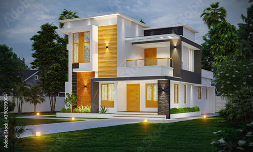 3D DIGITAL ILLUSTRATION OF A HOUSE ELEVATION © abhijith3747