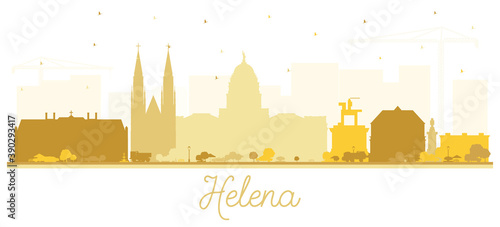 Helena Montana City Skyline Silhouette with Golden Buildings Isolated on White. photo