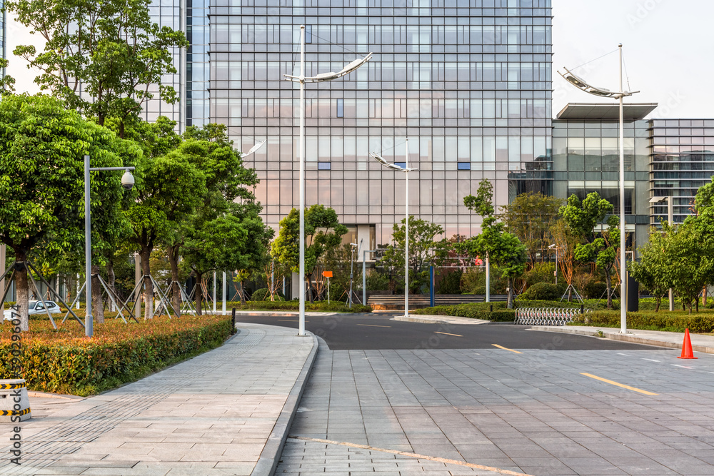 Fototapeta premium modern buildings and empty pavement in china.