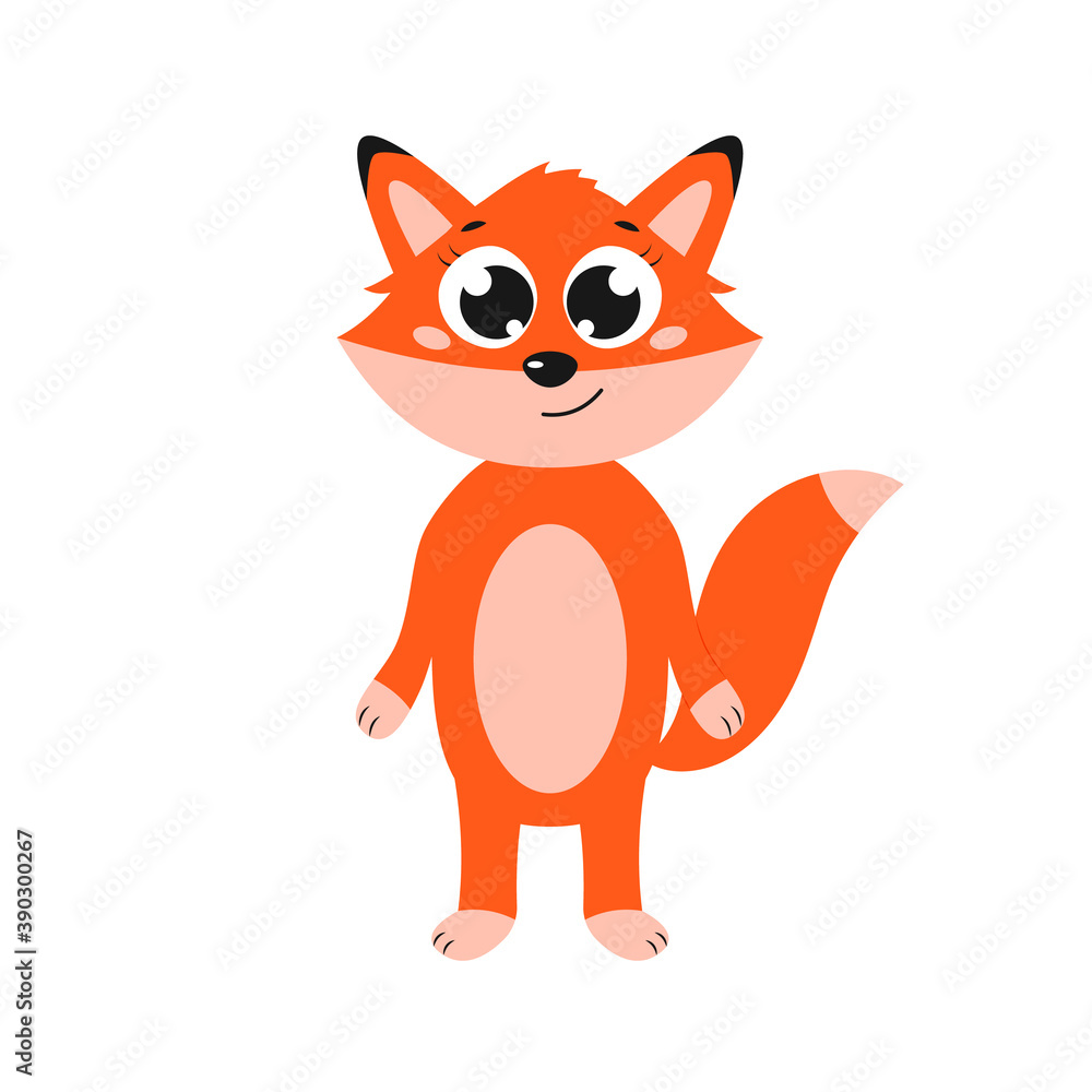 Happy fox. Vector cartoon illustration. Isolated on white. Happy fox. Vector cartoon illustration. Isolated on white.