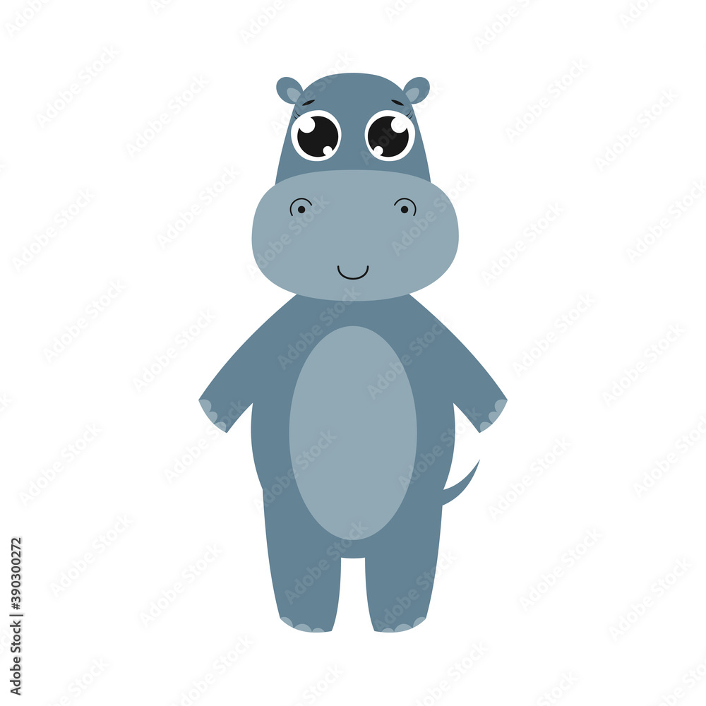 Happy hippo. Vector cartoon illustration. Isolated on white. Happy hippo. Vector cartoon illustration. Isolated on white.