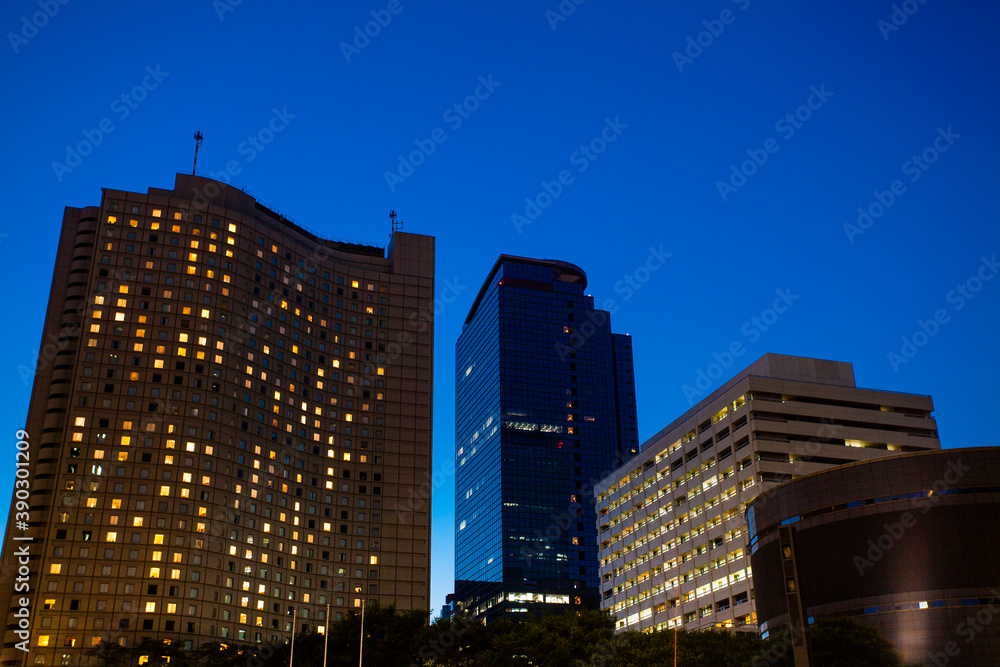 Fototapeta premium 夕暮れの新宿のオフィスビル群