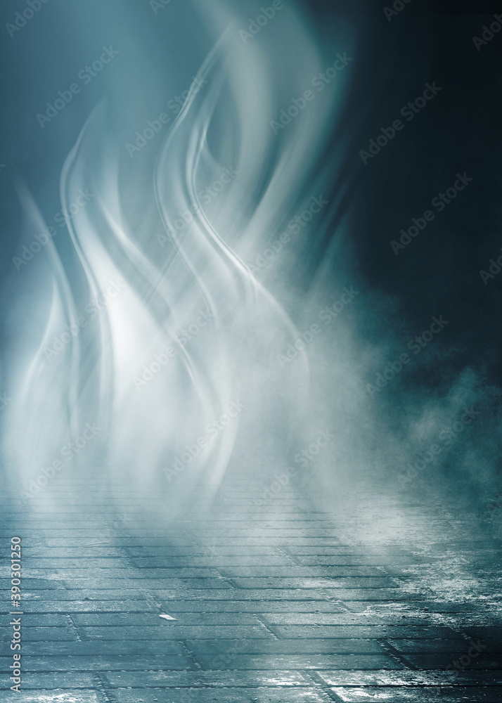 Dark abstract background. Empty dark street background at night. Spotlight reflects on the asphalt. Smoke, fog. 3d illustration Dark abstract background. Empty dark street background at night. Spotlight reflects on the asphalt. Smoke, fog. 3d illustration