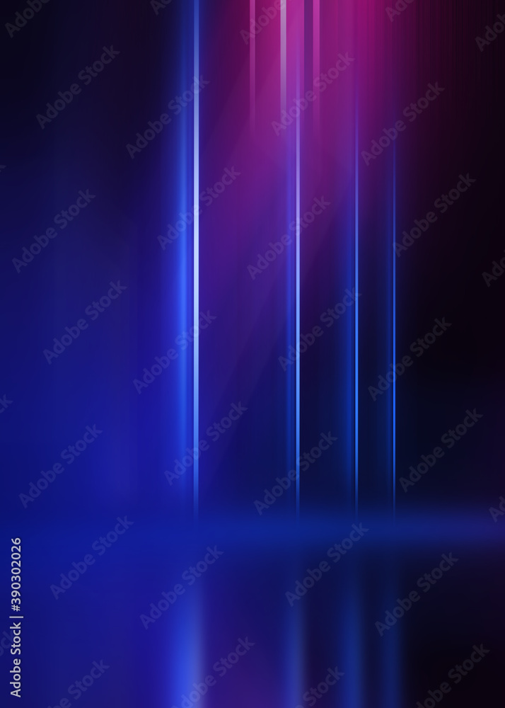 Dark abstract background with ultraviolet neon glow. Blurry neon waves. Light effect. Reflection on the asphalt. 3d illustration Dark abstract background with ultraviolet neon glow. Blurry neon waves. Light effect. Reflection on the asphalt. 3d illustration