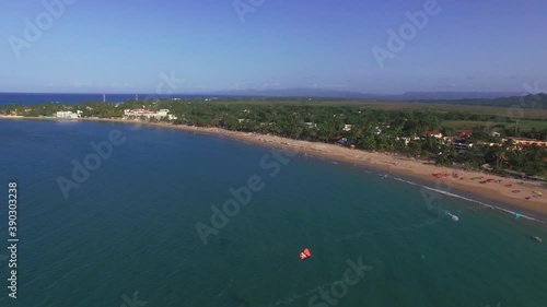 Kitesurf at Cabarete beach in Dominican Republic. Aerial from above photo