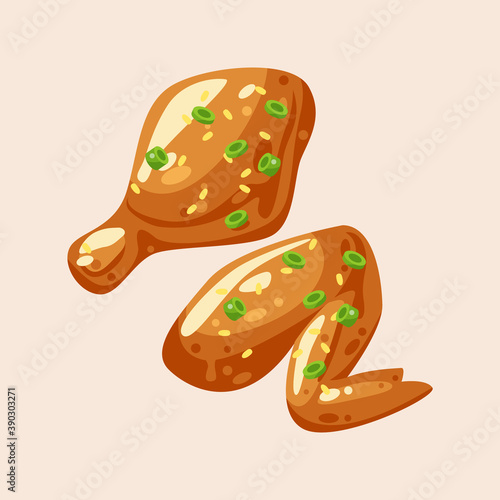 Delicious Korean glazed chicken vector illustration 