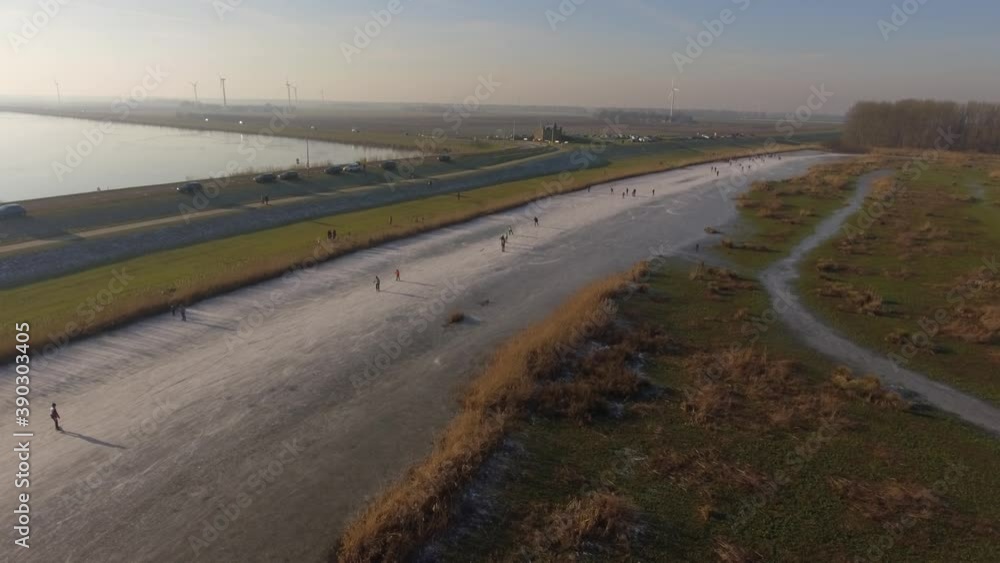 Ice skating in the Netherlands from 4K drone Ice skating in the Netherlands from 4K drone