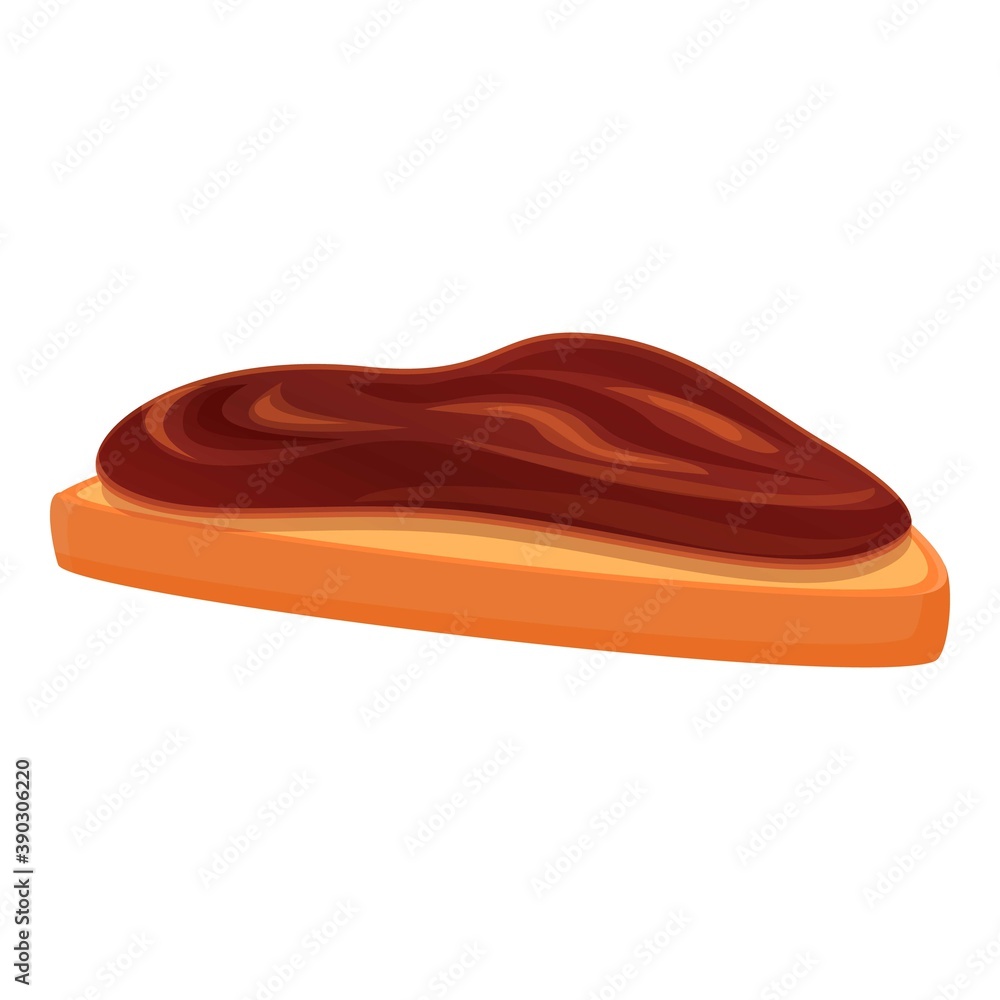 Bread piece chocolate paste icon. Cartoon of bread piece chocolate paste vector icon for web design isolated on white background Bread piece chocolate paste icon. Cartoon of bread piece chocolate paste vector icon for web design isolated on white background