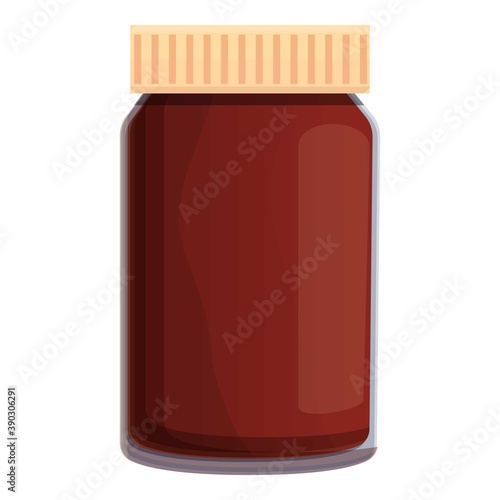 Full jar chocolate paste icon. Cartoon of full jar chocolate paste vector icon for web design isolated on white background