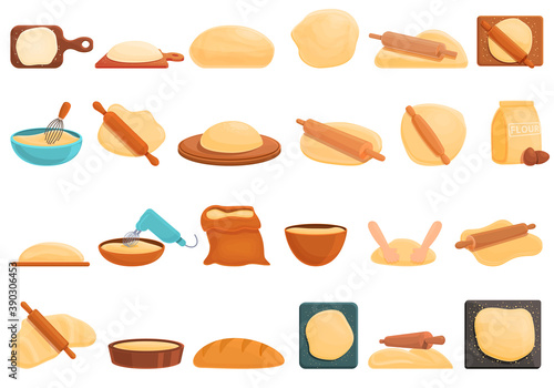 Dough icons set. Cartoon set of dough vector icons for web design photo