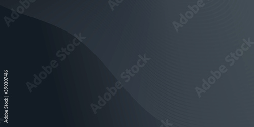 Black abstract background with wavy curve lines for technology background