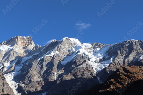 landscape with snow on top of the mountains kedarnath Uttarakhand
