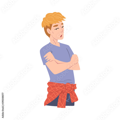 Confident Guy in Fashion Clothes Cartoon Style Vector Illustration