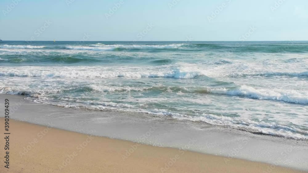 Vast seascape, rolling waves rushing to the beach Vast seascape, rolling waves rushing to the beach