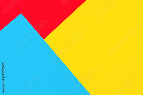 Abstract yellow, red and light blue color paper geometry composition banner background