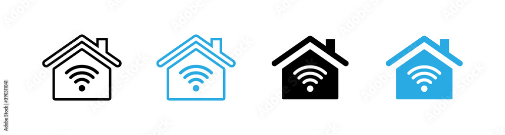 Set mit Vektor Haus Wi-Fi / Wlan Symbolen Set mit Vektor Haus Wi-Fi / Wlan Symbolen