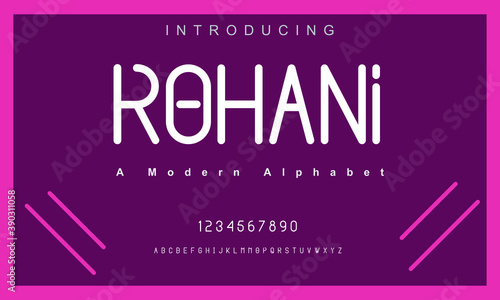 Rohani font. Elegant alphabet letters font and number. Classic Lettering Minimal Fashion Designs. Typography modern serif fonts regular uppercase and numbers. vector illustration photo