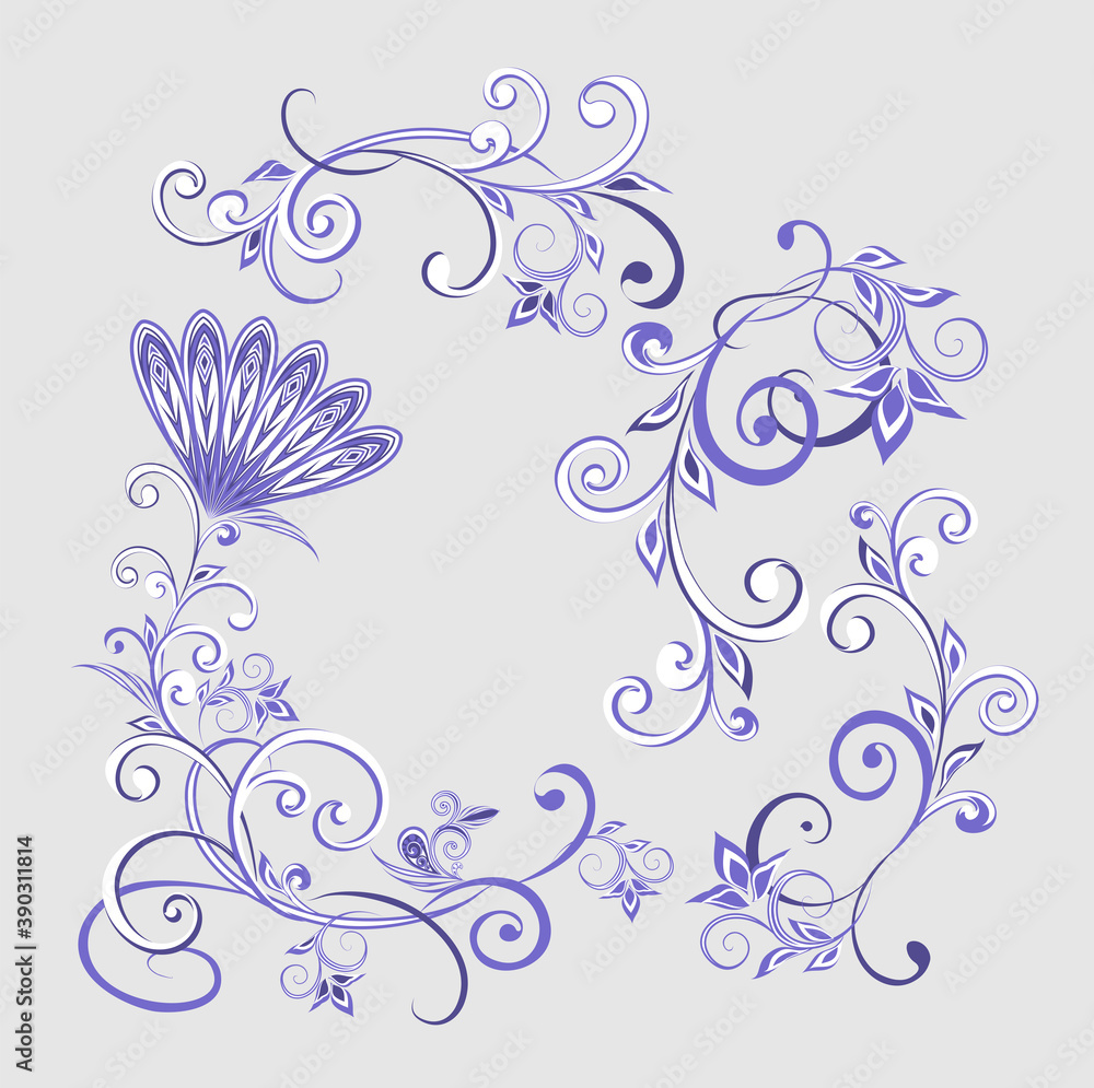Vector decorative design Paisley, floral elements. Vector decorative design Paisley, floral elements.