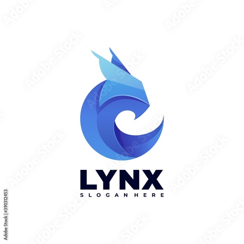 Vector Logo Illustration Lynx Gradient Colorful Style.