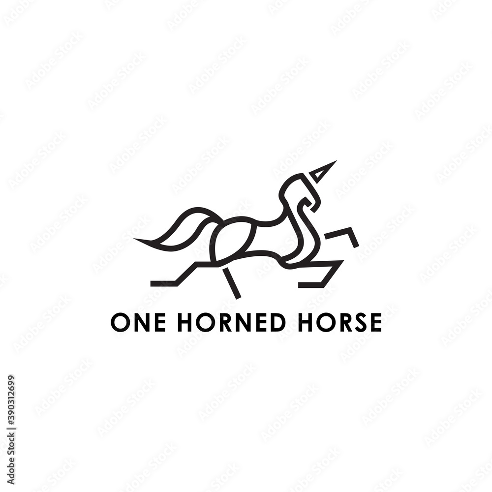 One Horned Horse Logo Vector Animal