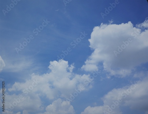 Background of the sky at sunlight, the sky is blue and white decorated variety stories, use as romantic background