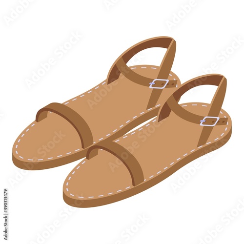 Mother leather sandals icon. Isometric of mother leather sandals vector icon for web design isolated on white background