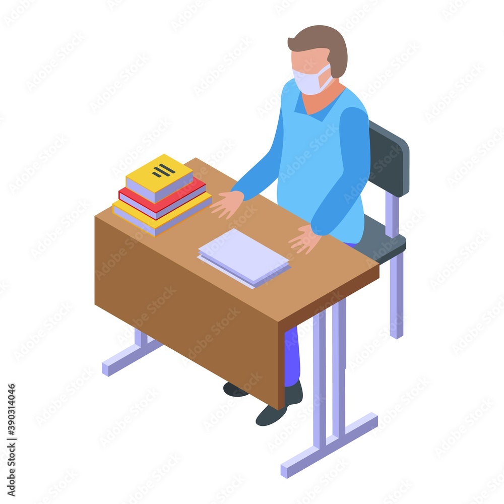 Quarantine school lesson icon. Isometric of quarantine school lesson vector icon for web design isolated on white background Quarantine school lesson icon. Isometric of quarantine school lesson vector icon for web design isolated on white background