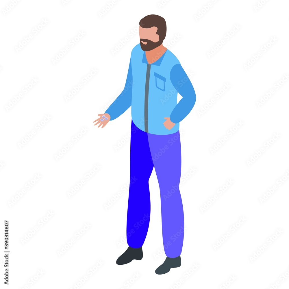 Bearded car mechanic icon. Isometric of bearded car mechanic vector icon for web design isolated on white background Bearded car mechanic icon. Isometric of bearded car mechanic vector icon for web design isolated on white background