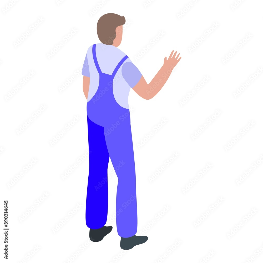 Young car mechanic icon. Isometric of young car mechanic vector icon for web design isolated on white background Young car mechanic icon. Isometric of young car mechanic vector icon for web design isolated on white background