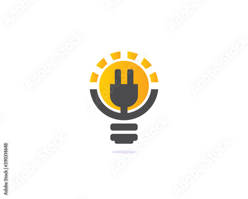 Lightbulb charge electricity logo template. Creative tech bulb logo design