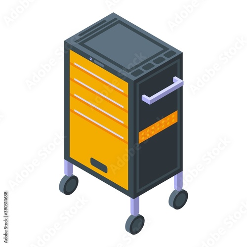 Car mechanic tool box icon. Isometric of car mechanic tool box vector icon for web design isolated on white background